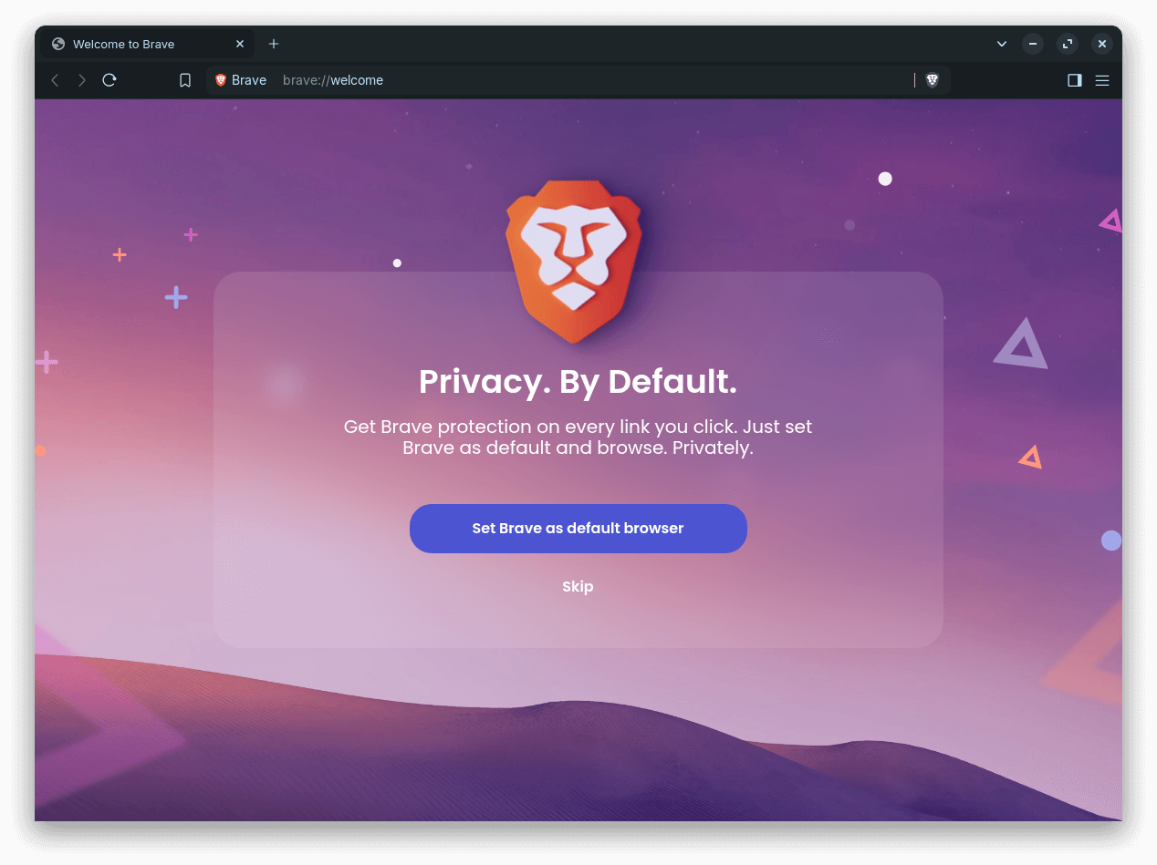 brave browser running on zorin os 17.3 asking the user to be set as the default browser
