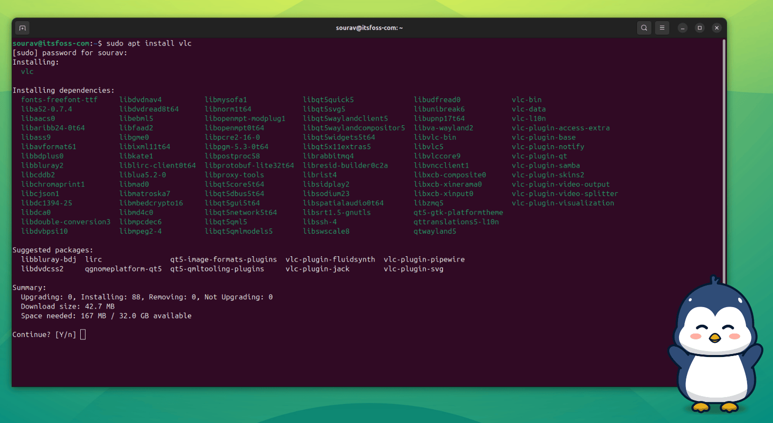 an illustration with apt 3.0 in action and a penguin towards the bottom right
