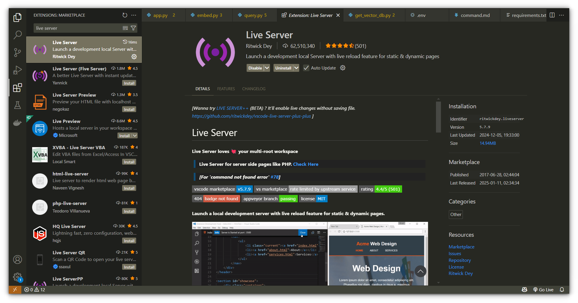 live server vs code extension