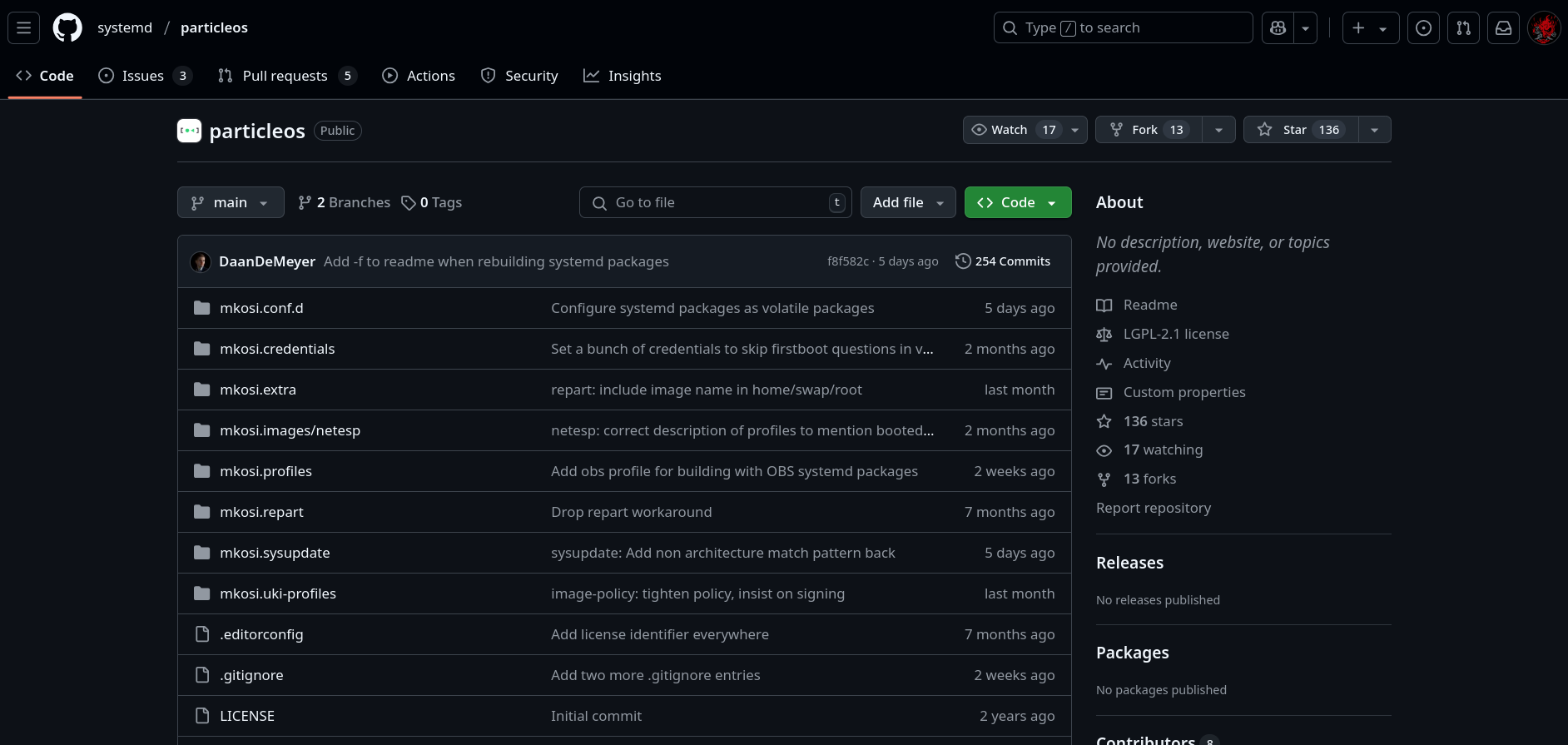 just a screenshot of the particleos github repository