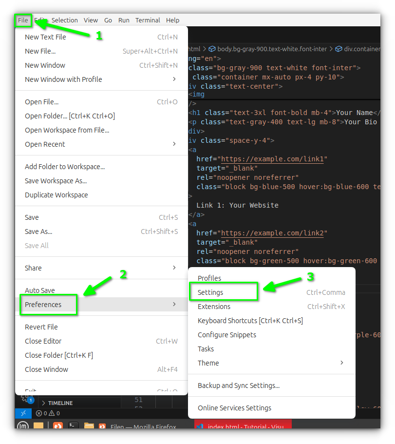 accessing settings pane