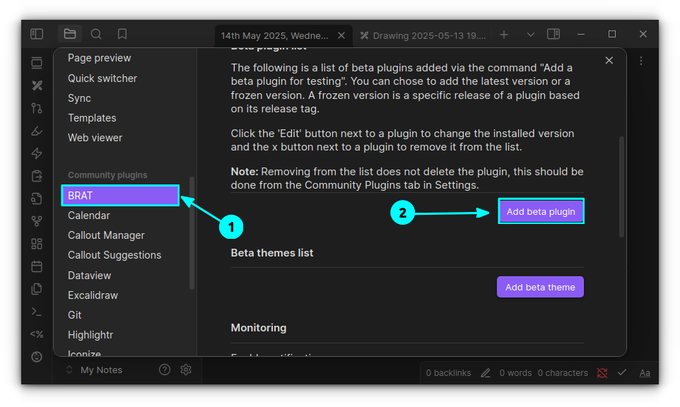 Click on "Add beta plugin" button in the BRAT plugin in Obsidian