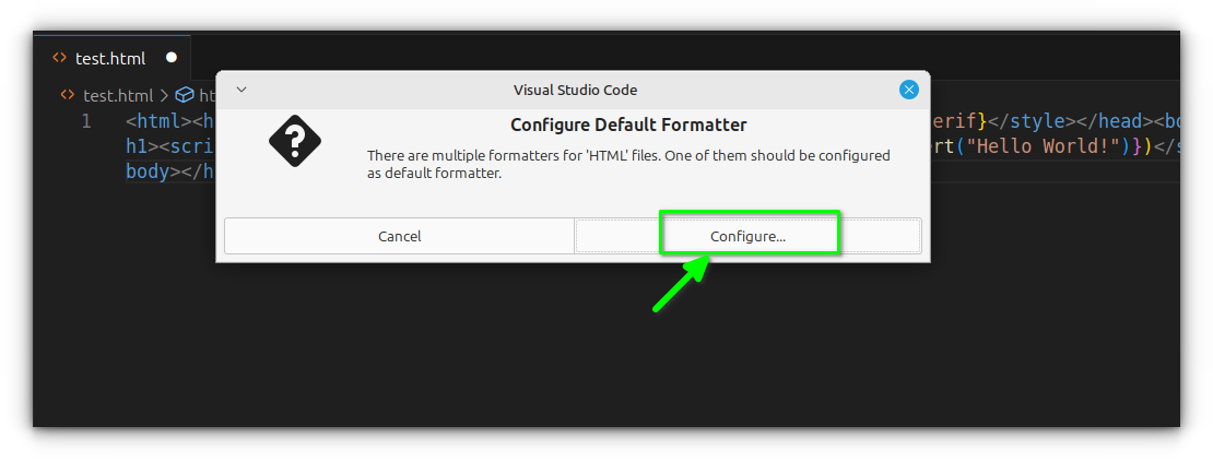 configuring default formatter