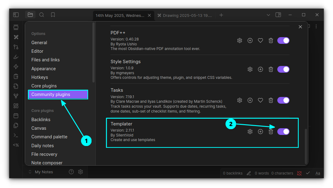 Enable manually installed plugin from Obsidian settings tab