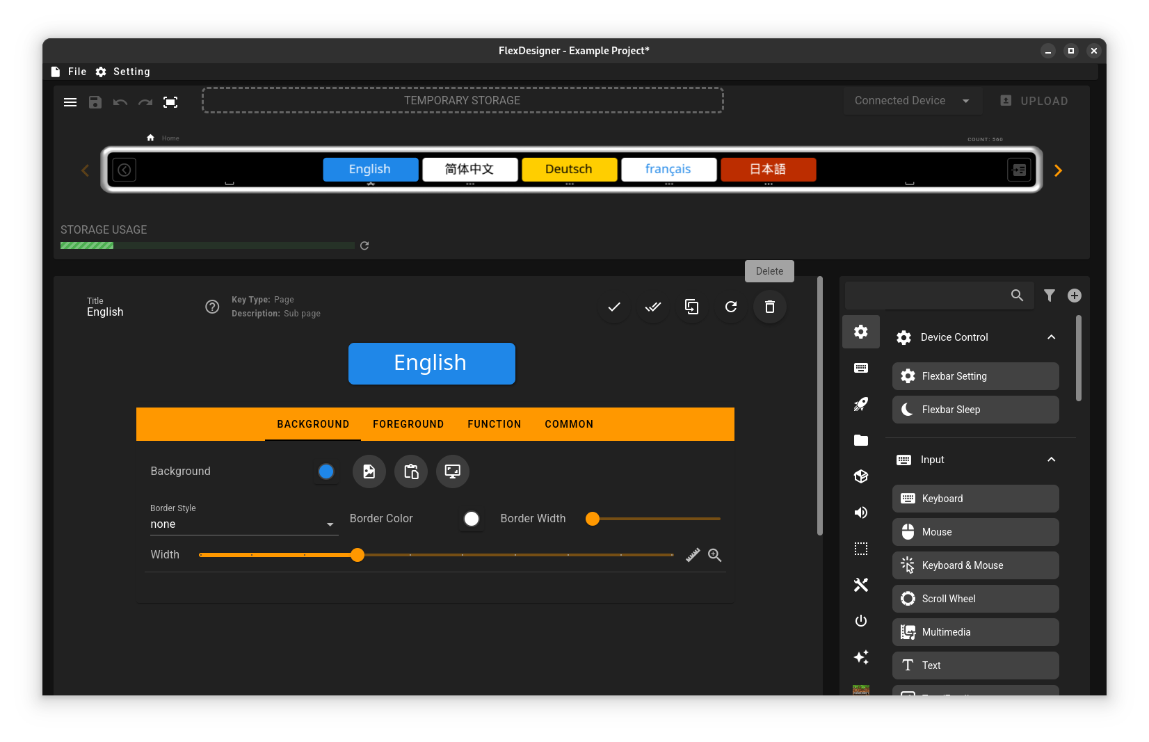 a screenshot of the flexdesigner app for linux