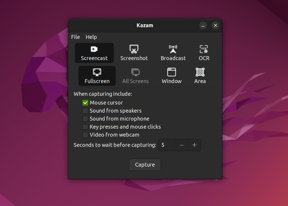 kazam screenshot