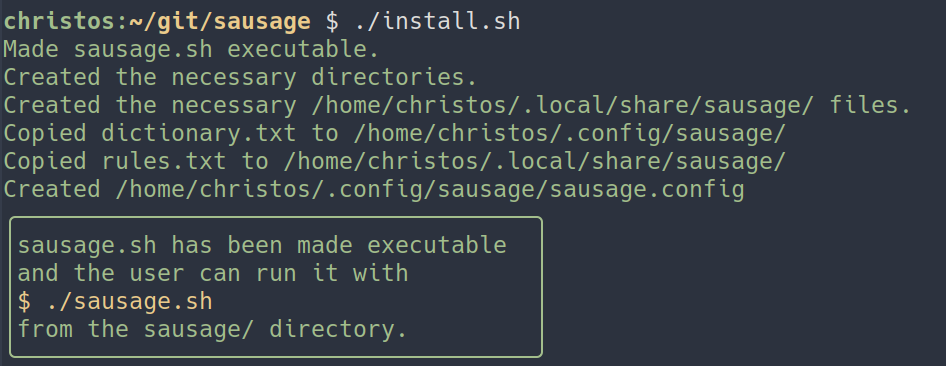 installing Sausage creates a few directories
