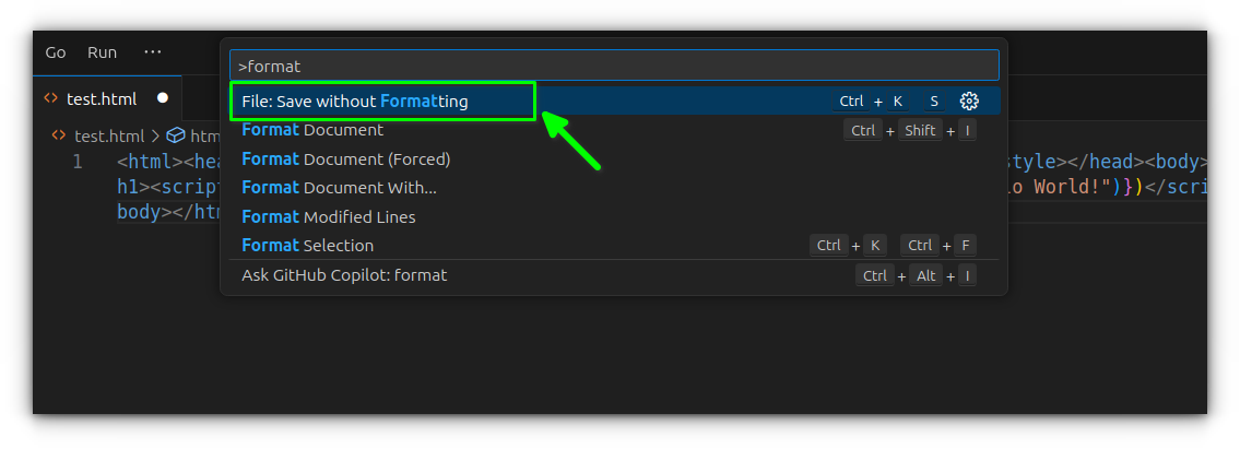 saving without formatting