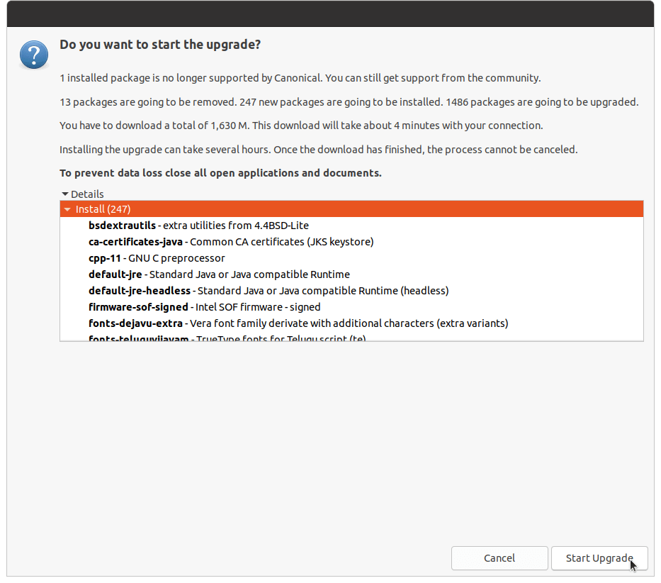 ubuntu 20.04 lts new package list for upgrading to ubuntu 22.04 lts