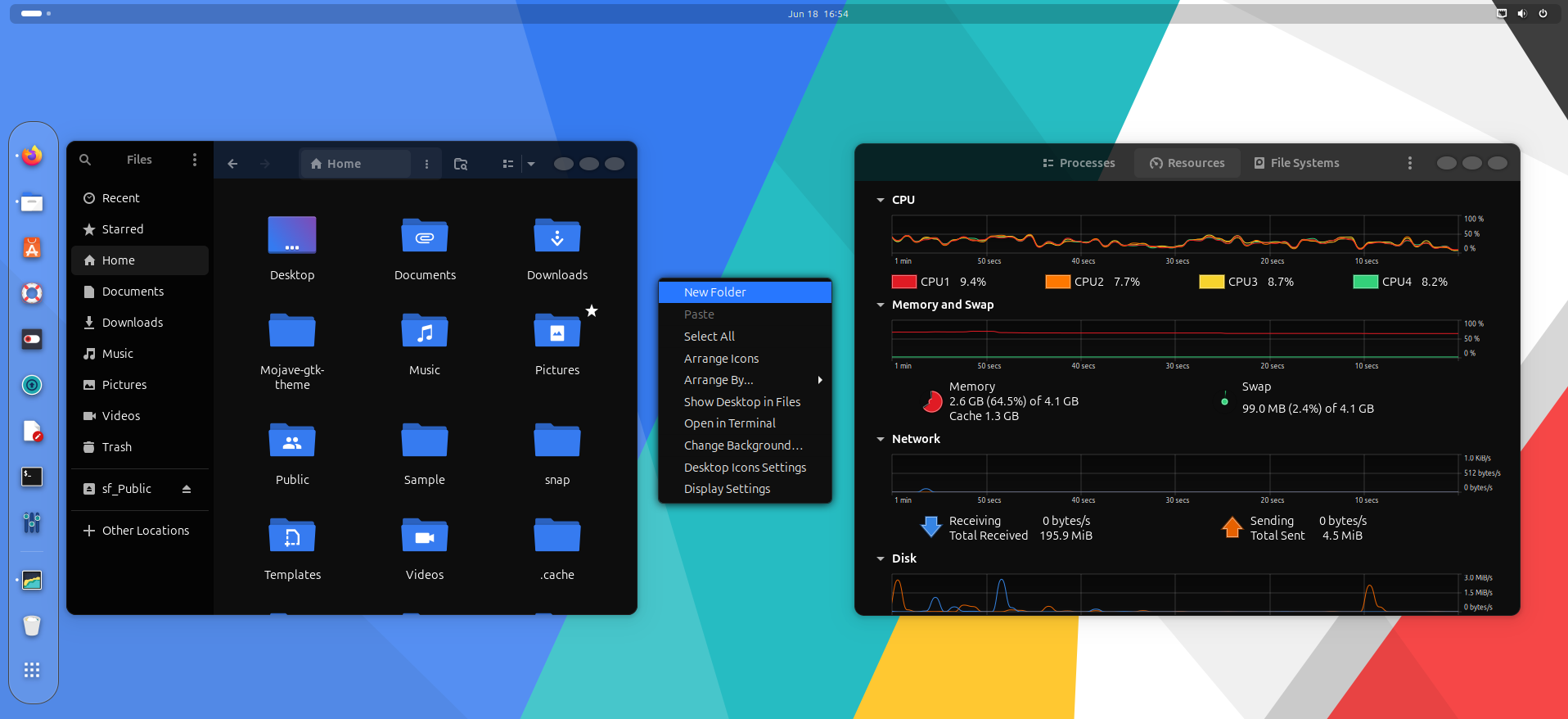 Flat Remix Darkest Theme applied to Ubuntu Linux GNOME Desktop