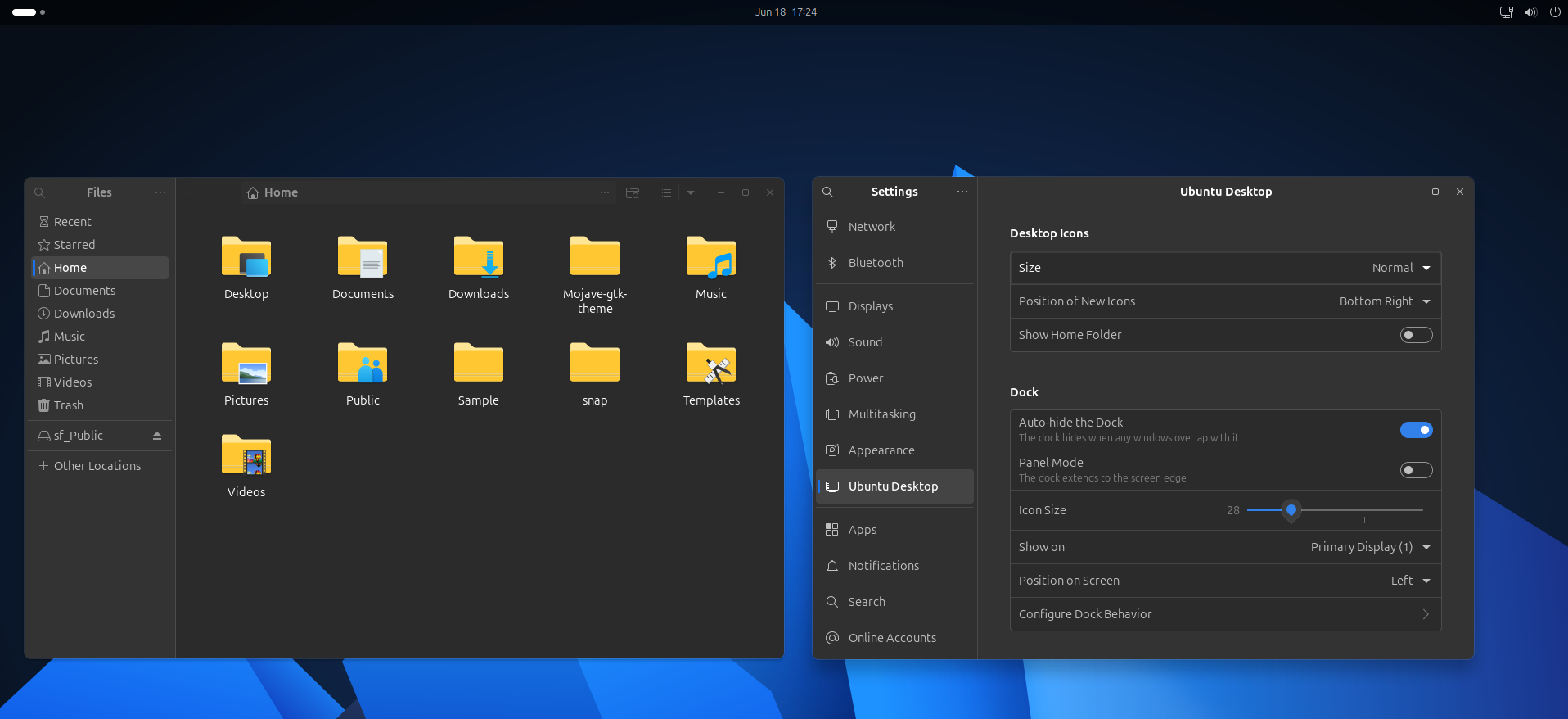 Fluent Dark Compact theme applied to Ubuntu Linux GNOME desktop environment