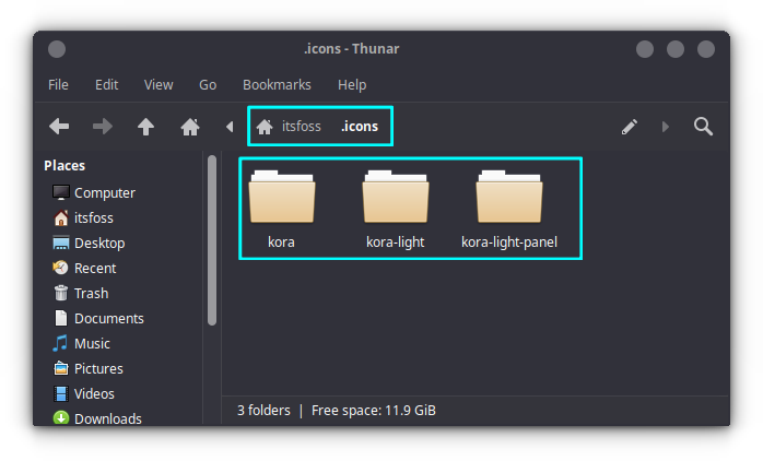 Icon files are places in the .icons folder in home directory.