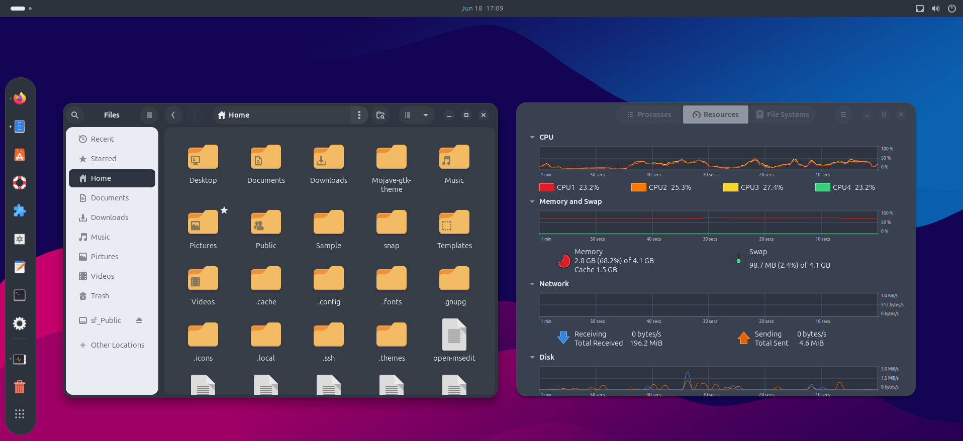 Magnetic Dark theme applied to Ubuntu Linux GNOME desktop environment