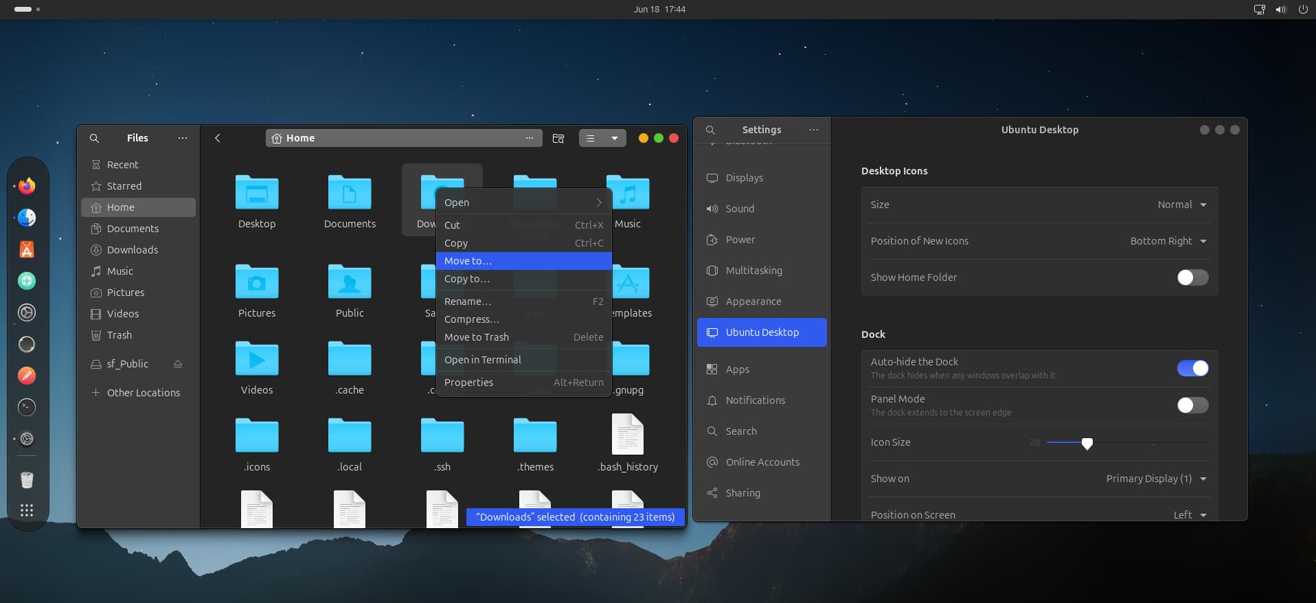 McMojave dark theme applied to Ubuntu Linux GNOME desktop environment