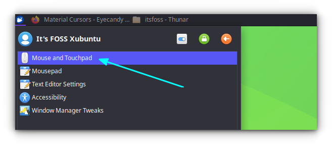 Open Mouse and Touchpad from the start menu