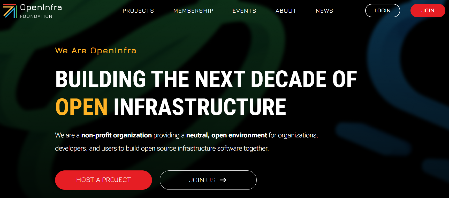 a screenshot of the official openinfra foundation website