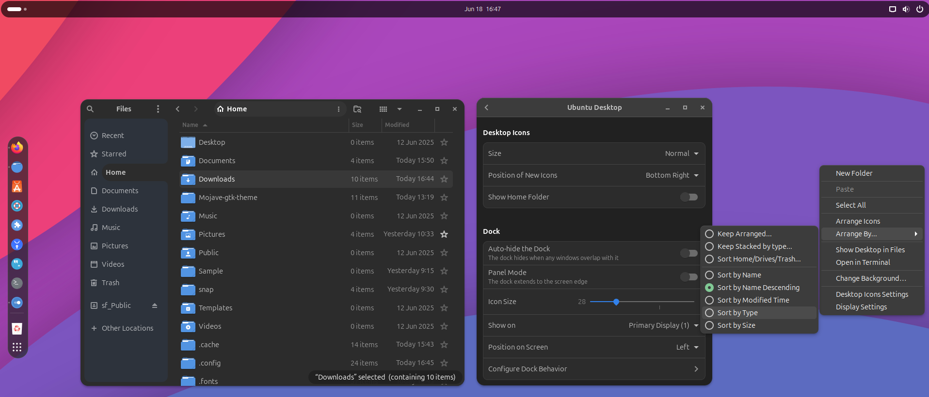 Orchis Dark theme applied to Ubuntu GNOME Desktop