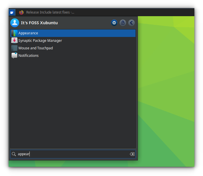 Search and open Appearance from the Xfce menu.