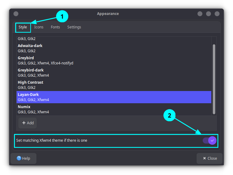 Theme is applied in Appearance settings