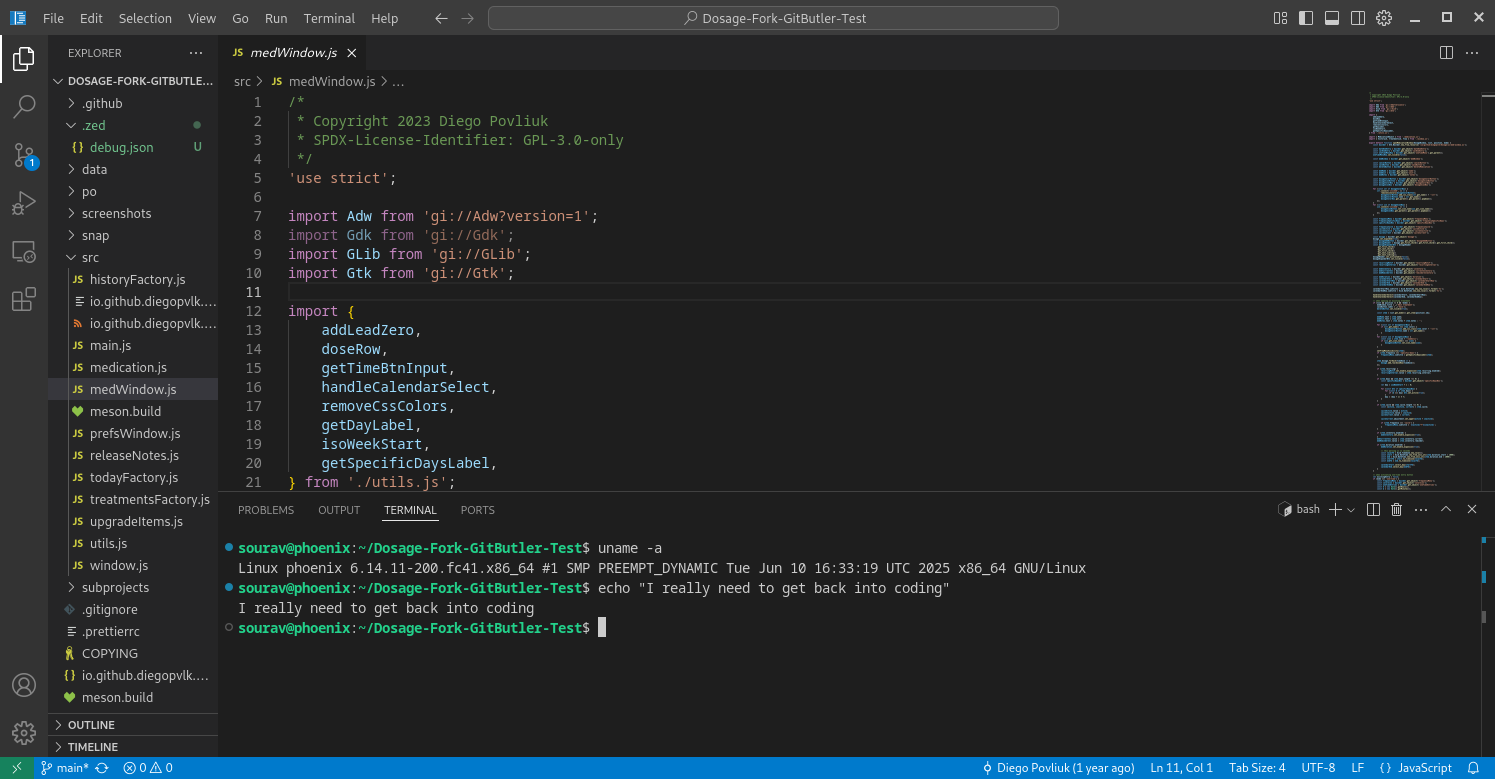 the terminal on void being used to run commands like uname -a and echo