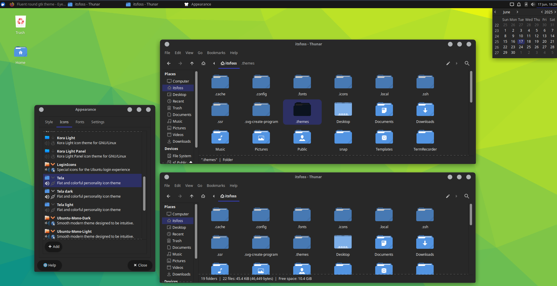 BaZik theme applied in Xfce desktop.
