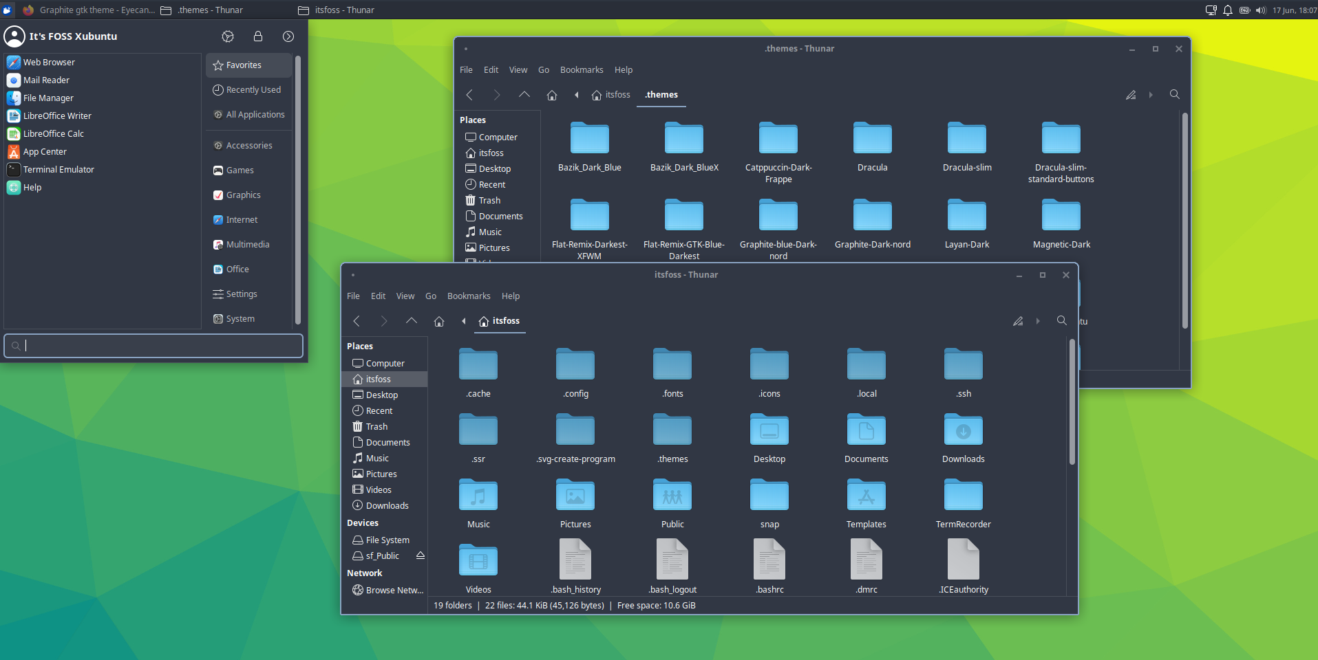 Graphite Nord theme applied to Xfce desktop environment.