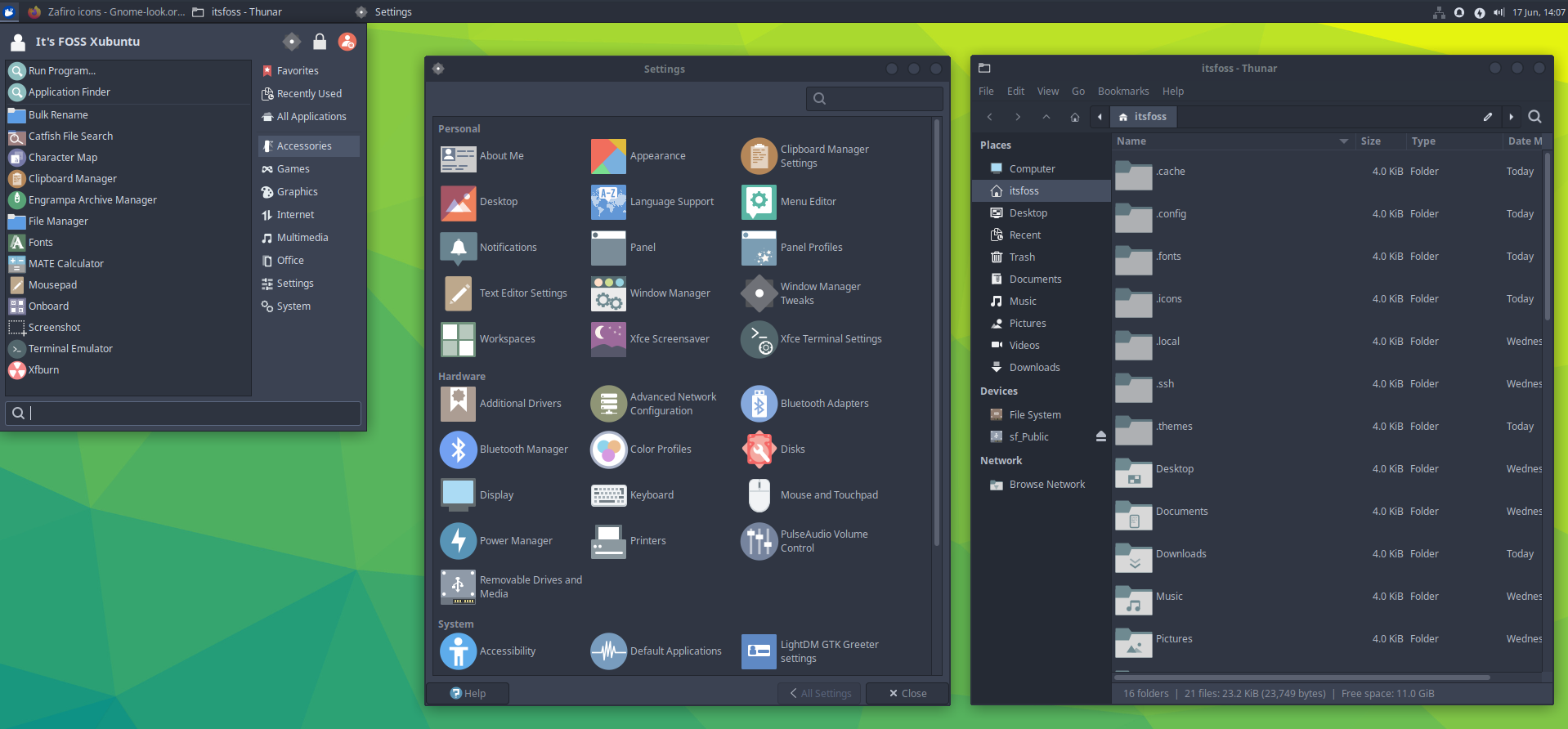 Nordic Darker theme applied to the Xfce desktop environment.