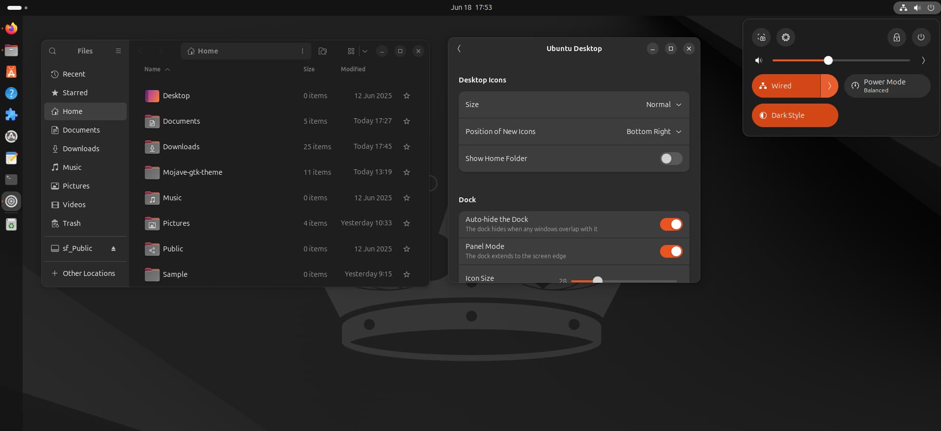Yaru Dark Theme in Ubuntu GNOME desktop environment