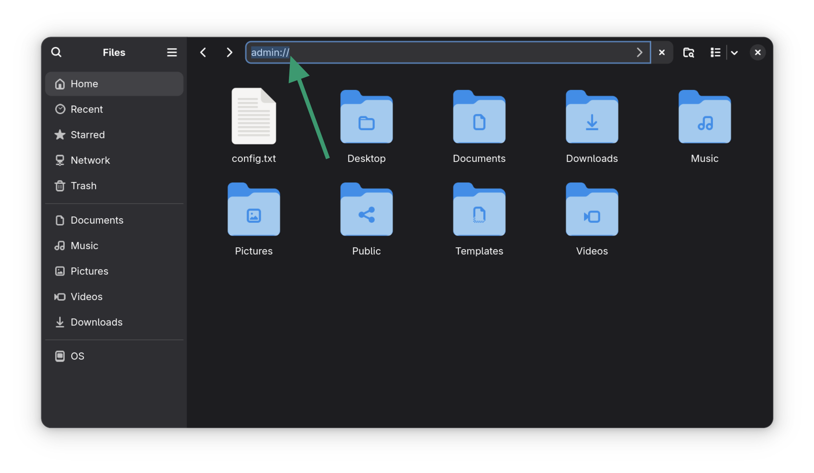Access root folder as root user in Ubuntu file manager