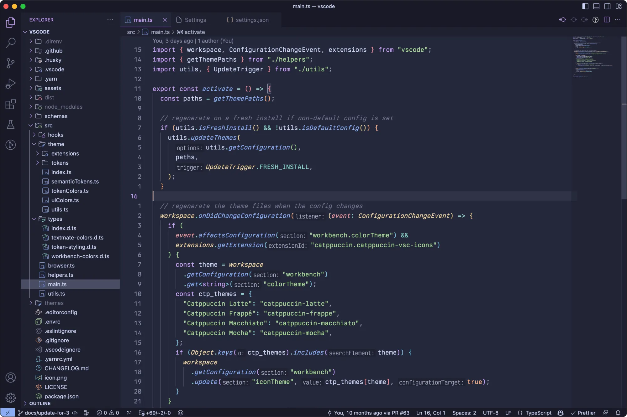 Catppuccin theme for VS Code