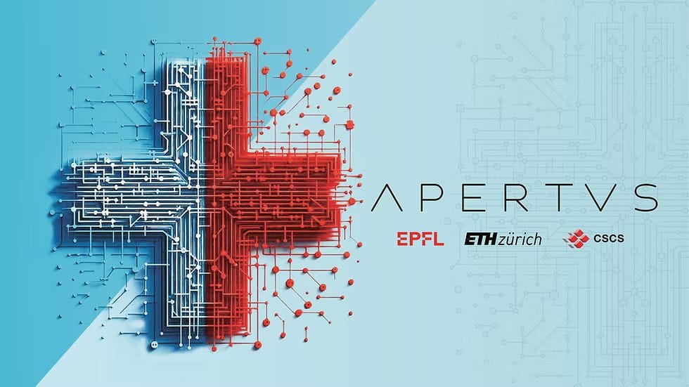 a white/blue colored banner that shows the light blue and red colored logo for apertus, with the logos for epfl, eth zurich, and cscs also being present