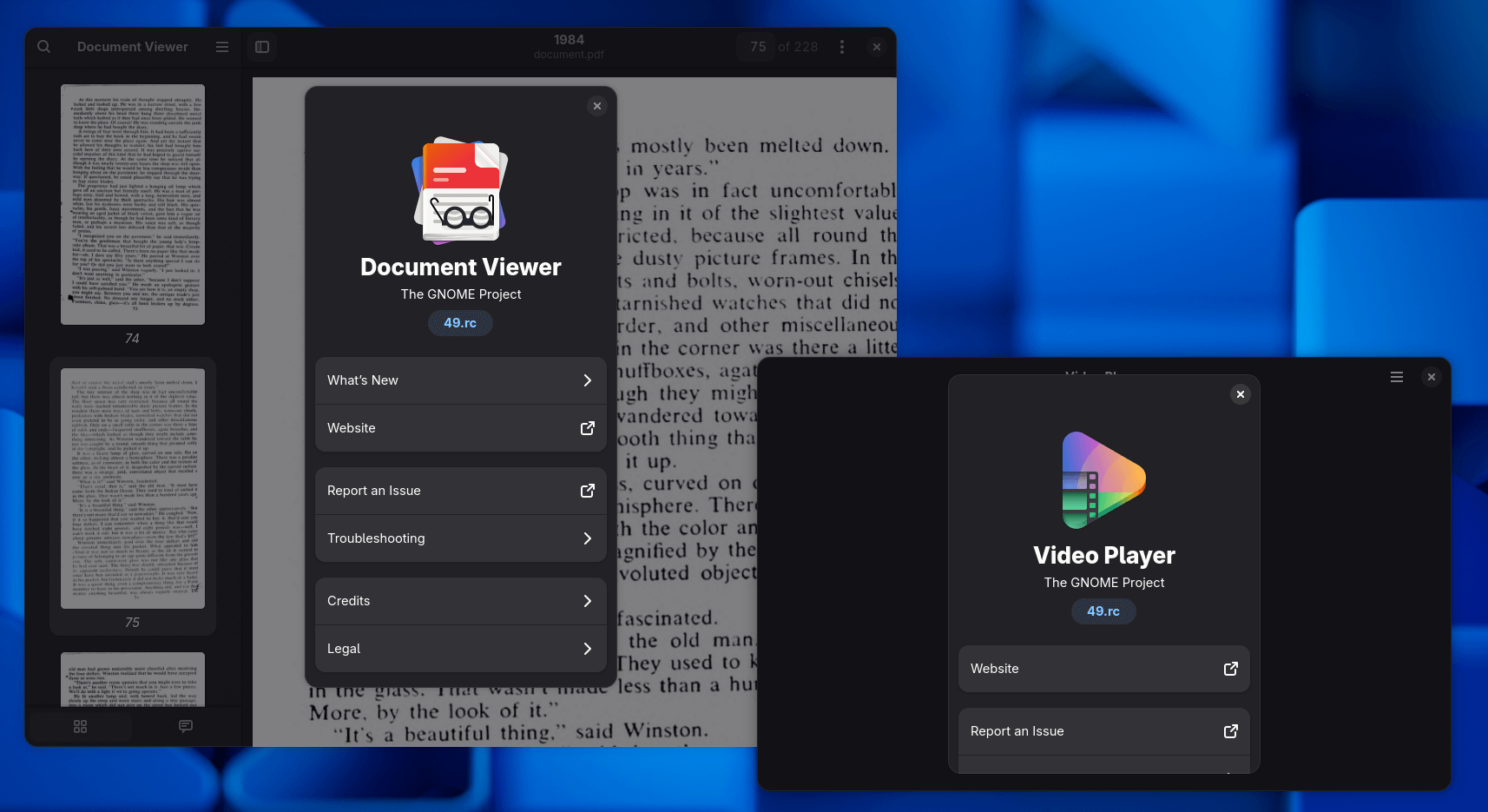 papers (or document viewer) is shown on the left, showtime (or video player) is shown on the right