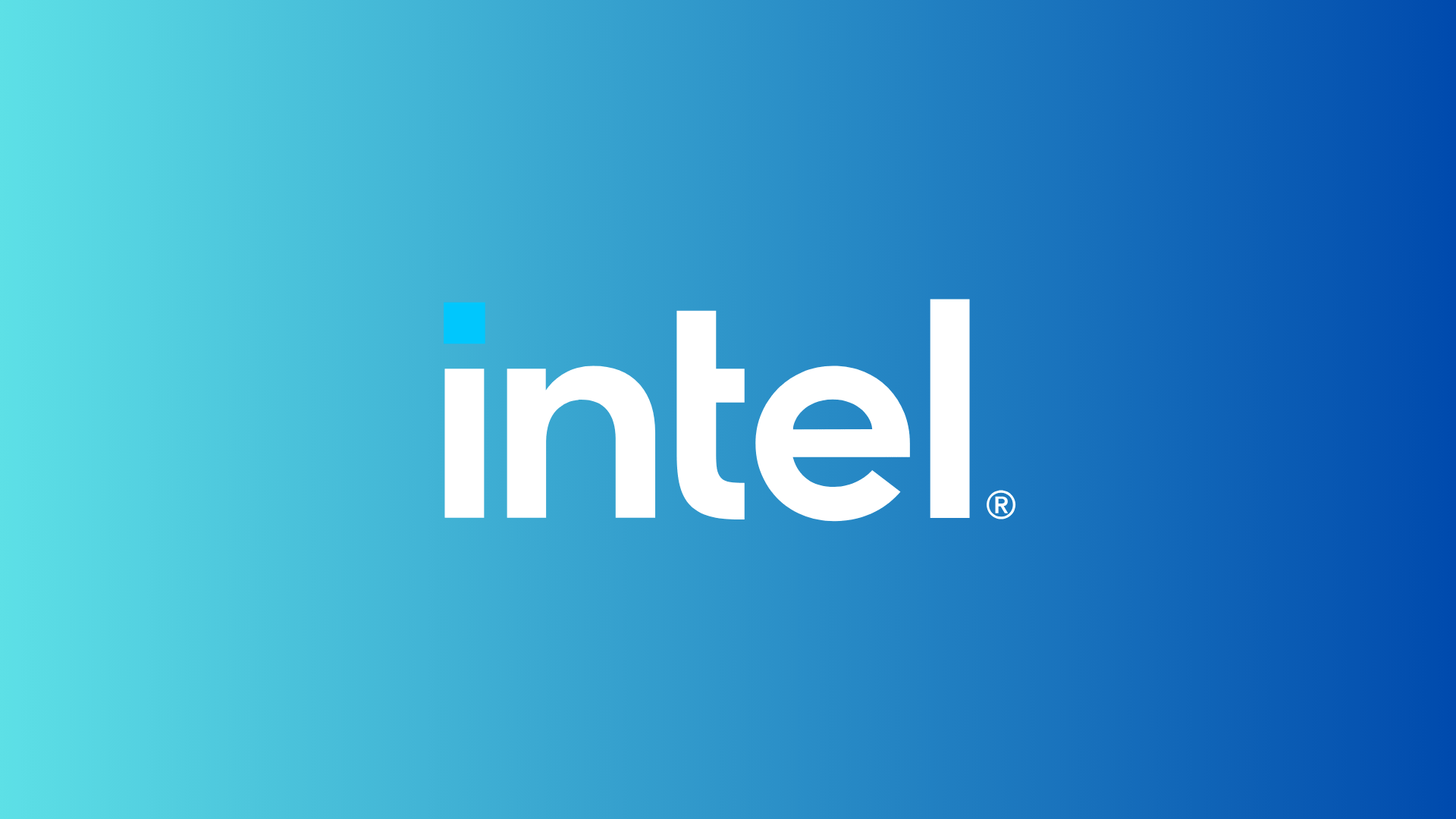 a blue colored banner with the intel logo (in white/blue) in the center