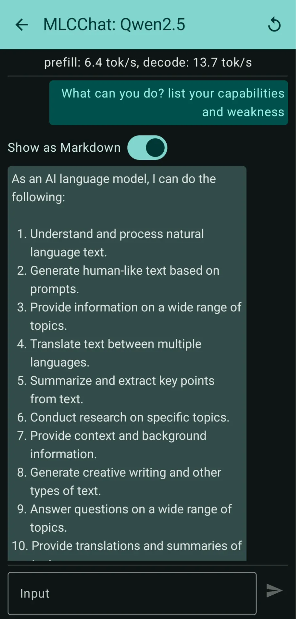 LML running on Android with MLC Chat app