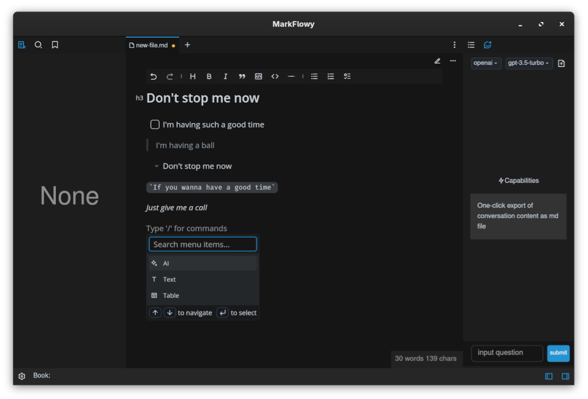 MarkFlowy interface