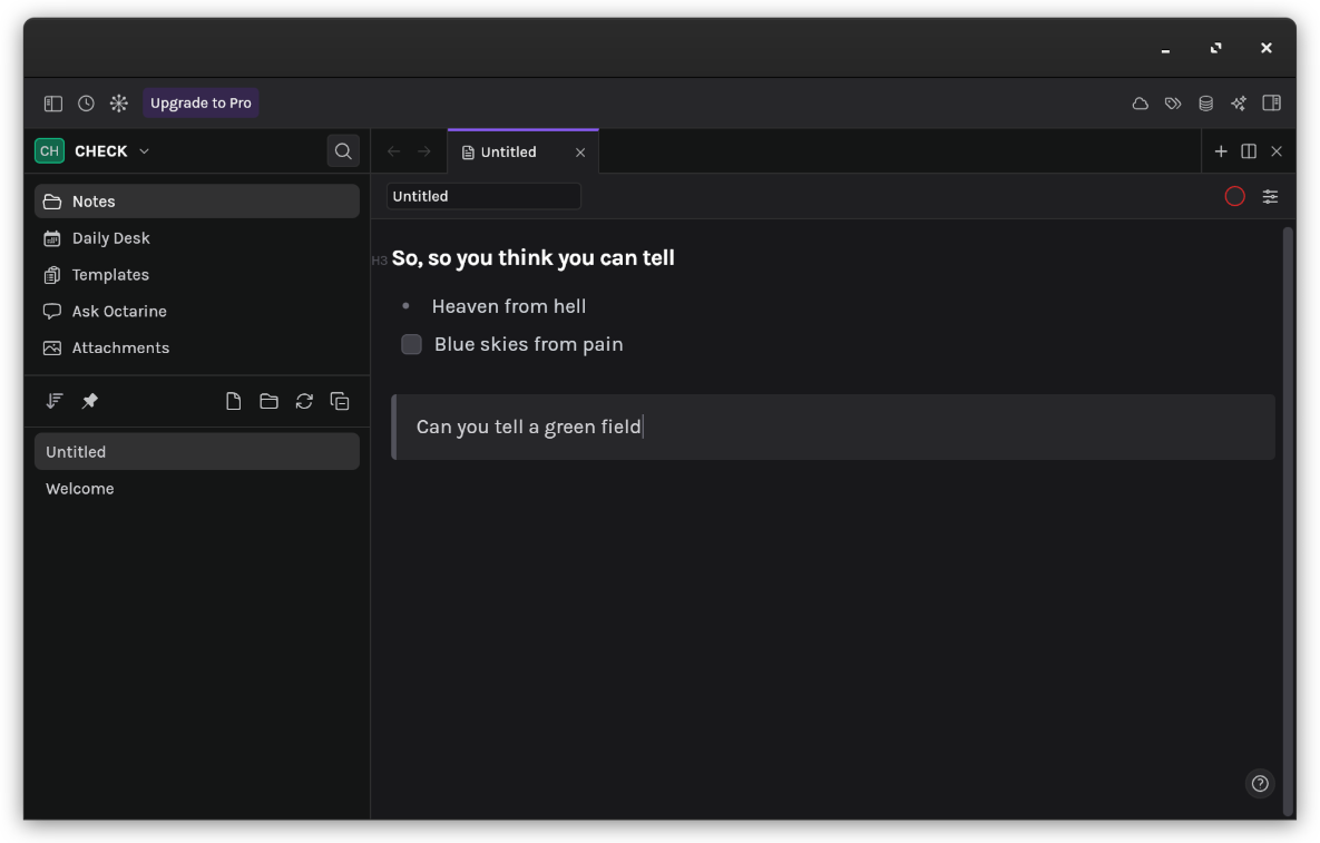 Octarine interface