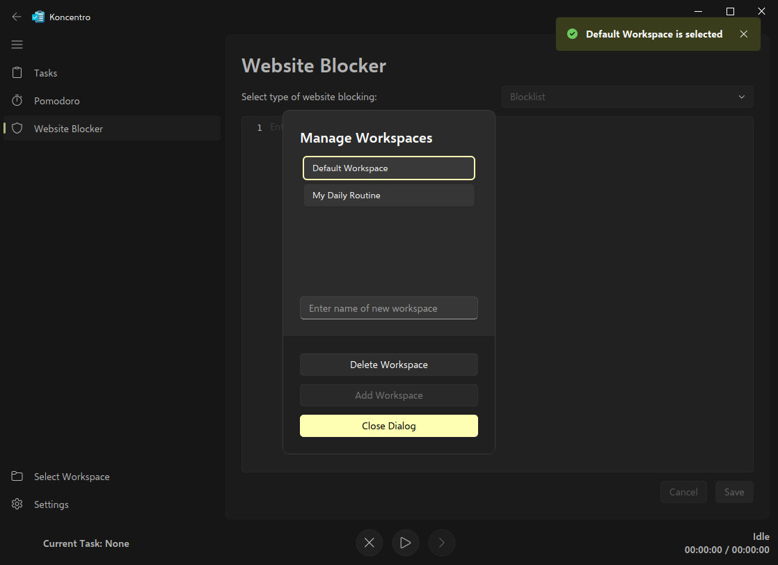 Koncentro with a custom accent colour selected