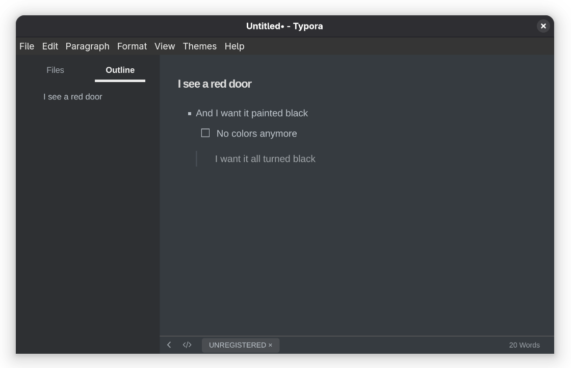 Typora interface