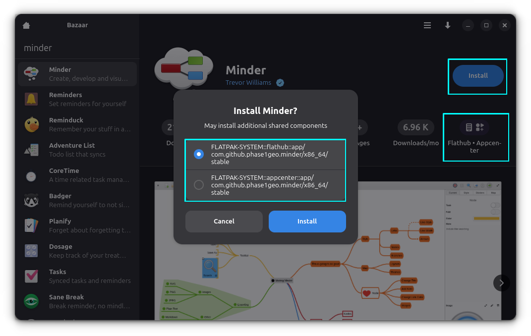 Choose the installation repository in Bazaar app store.