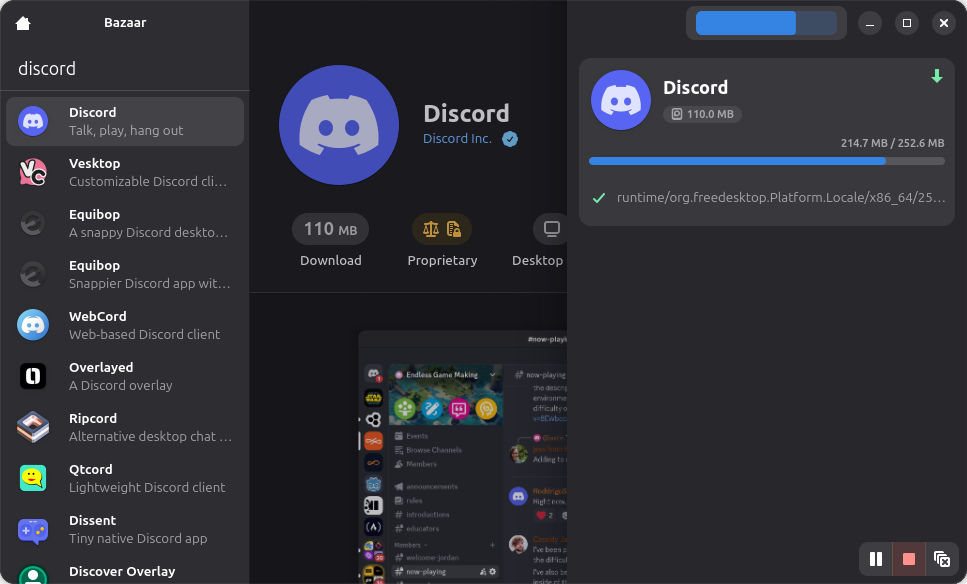 Progress bar in Bazaar app.