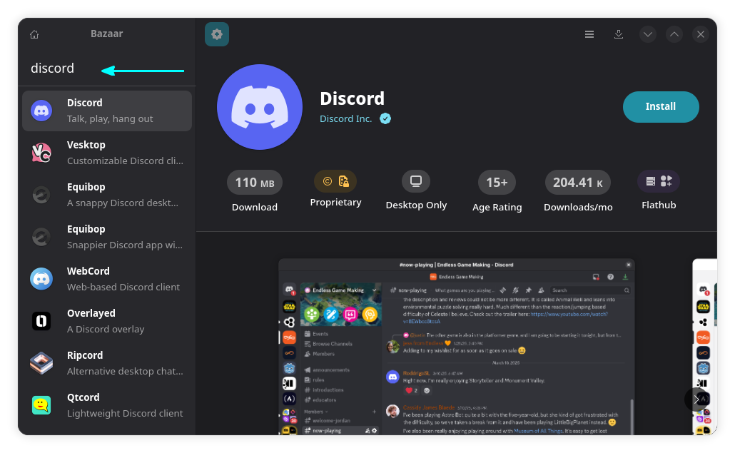 Search for an app in Bazaar
