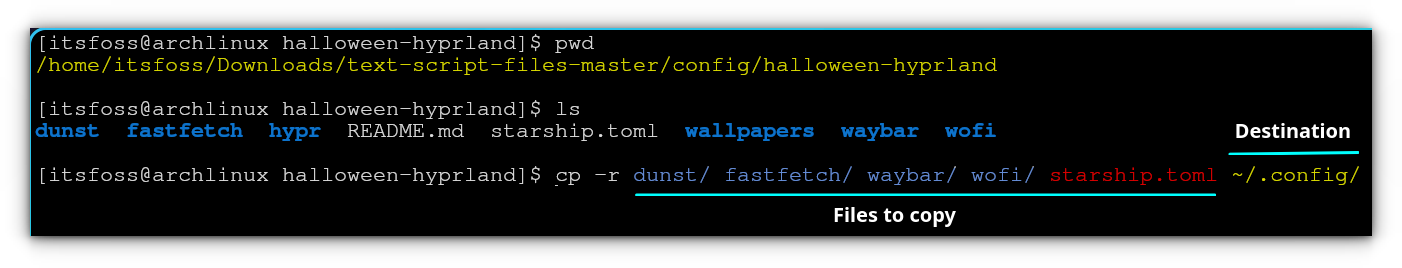 Copy all config file except some items.