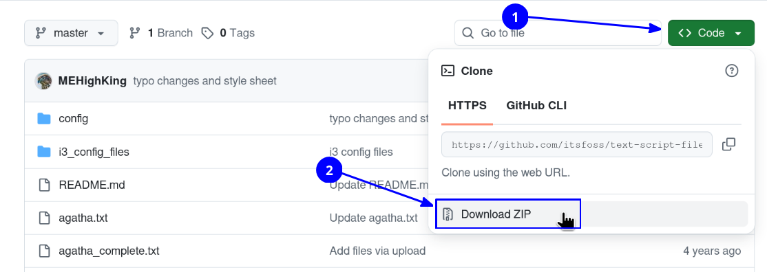 Download the text-script-files repository from GitHub.