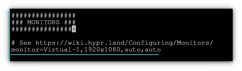 Initial monitor settings