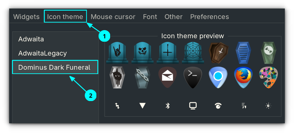 Set the icon theme for GTK apps.