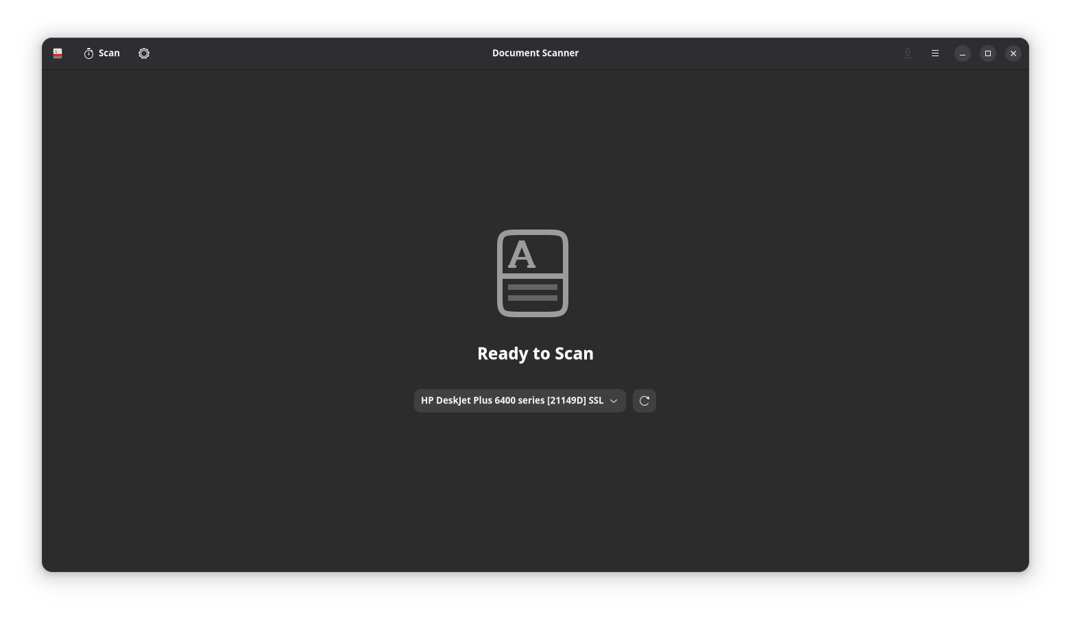 Document Scanner showing the scanner selection screen