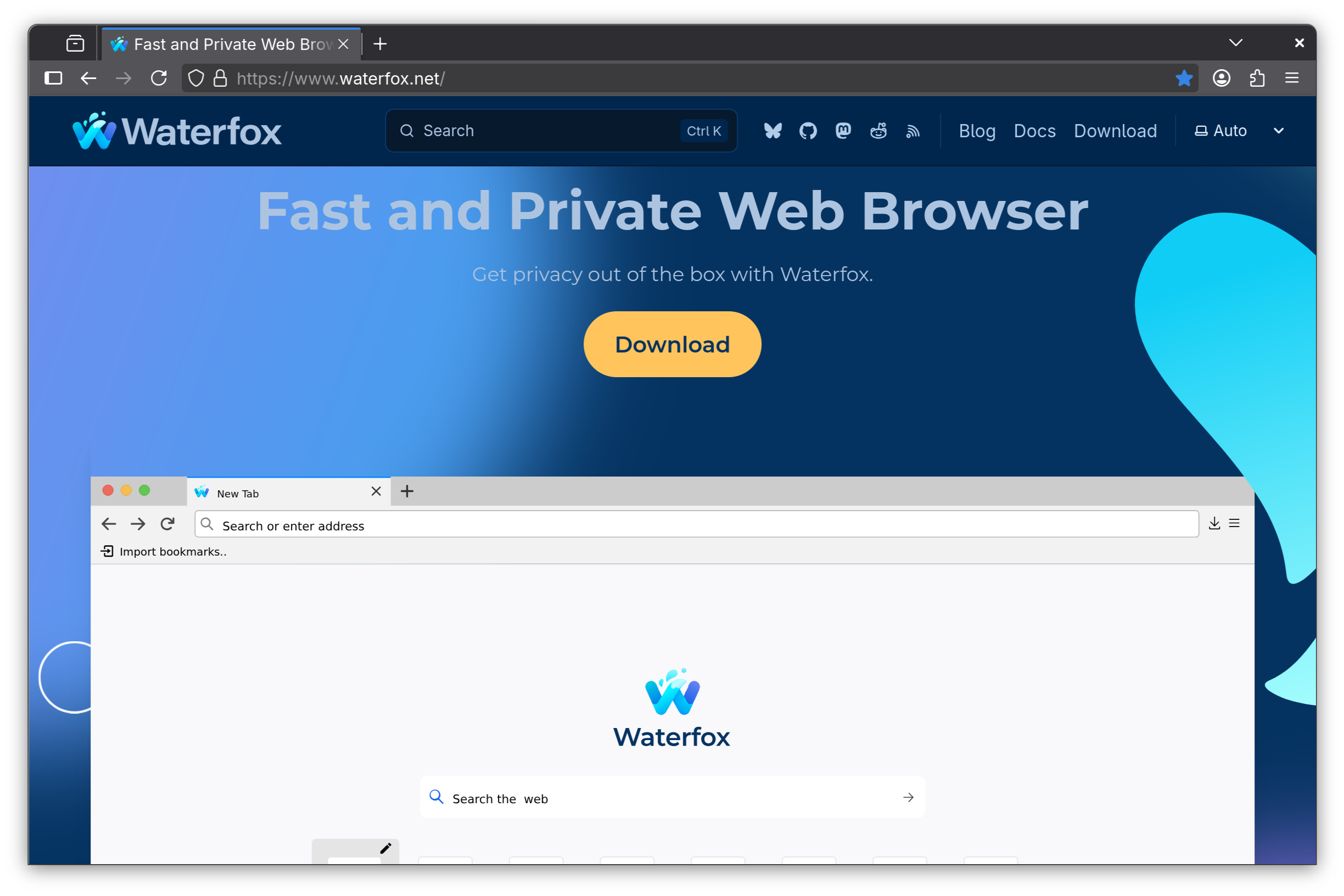 Waterfox Browser Interface