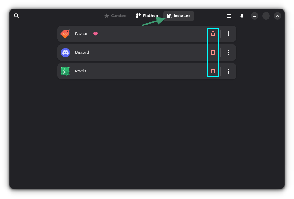 Remove an application using Bazaar app store.