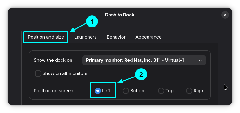 Change the dock position.