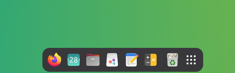 Dash to Dock extension has created a Dock of applications in the bottom section of the GNOME desktop.